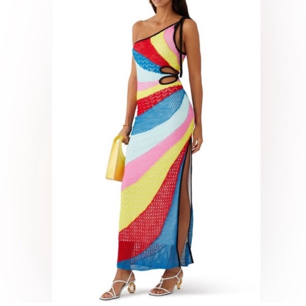 STAUD Multicolor One Shoulder Dress NEVER WORN